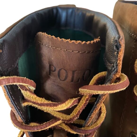Polo Ralph Lauren Whitsand Brown Leather Lace Up Boots size 10.5 - Picture 3 of 8